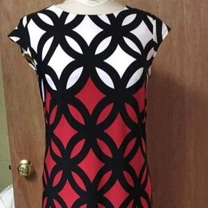 Dress barn size 8 Elegant Black and Red Geometric Dress